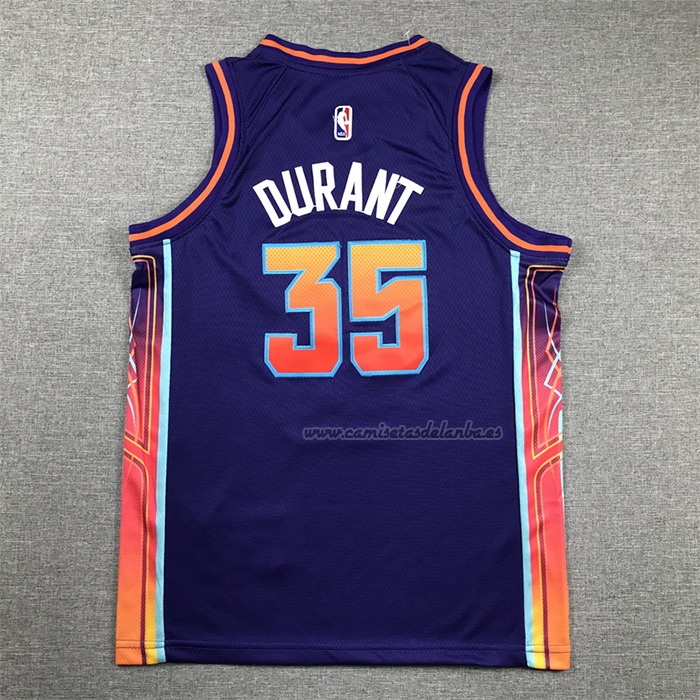 Camiseta Nino Phoenix Suns Kevin Durant NO 35 Ciudad 2023-24 Violeta